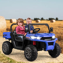 12V 2-Seater Kids Ride On Dump Truck, Off-Road Electric UTV Ride On Car with Remote Control, Power Dump Bed & Shovel, Battery Powered Gift Toy