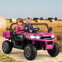 12V 2-Seater Kids Ride On Dump Truck, Off-Road Electric UTV Ride On Car with Remote Control, Power Dump Bed & Shovel, Battery Powered Gift Toy