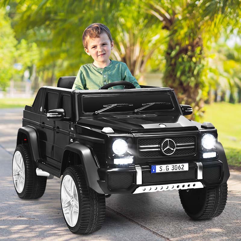 12V Mercedes-Benz G650S Licensed Kids Ride-On Car, Electric Riding Toy Truck with Remote Control, Storage Trunk, LED Lights & Spring Suspension