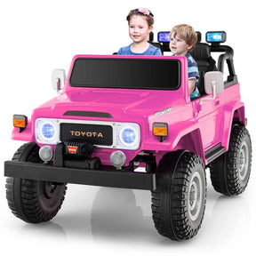 Licensed Toyota FJ40 2-Seater Kids Ride On Truck 12V Battery Powered Electric Riding Toy Car with Laser Lights
