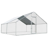 13FT Large Metal Chicken Coop, Galvanized Steel Walk-in Poultry Cage Hen Run House Rabbits Habitat Cage with Waterproof Cover for Backyard Farm
