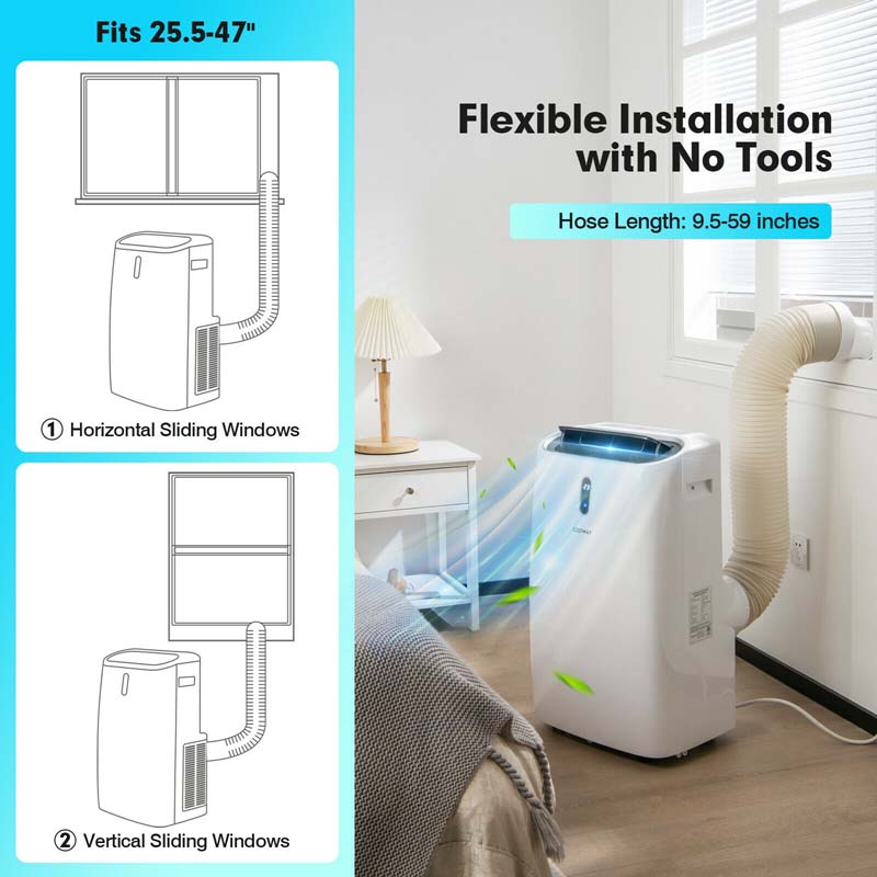 14000 BTU 4-in-1 WiFi Enabled AC Unit Portable Air Conditioner with Heat, Up to 700 Sq.Ft, Work with Alexa
