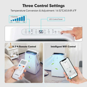 14000 BTU 4-in-1 WiFi Enabled AC Unit Portable Air Conditioner with Heat, Up to 700 Sq.Ft, Work with Alexa