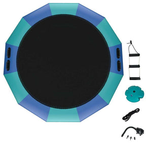 15 FT Inflatable Water Bouncer Trampoline Portable Bounce Swim Platform for Lakes Pools Calm Sea