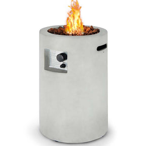 16" Cylindrical Outdoor Patio Firepit, 30000 BTU Auto-Ignition Propane Gas Fire Pit with Cover & Lava Rocks