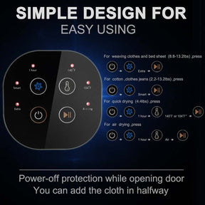 13.2 lb Portable Clothes Dryer, 1700W Electric Compact Front Load Tumble Dryer with Stainless Steel Tub for Apartments & Small Spaces