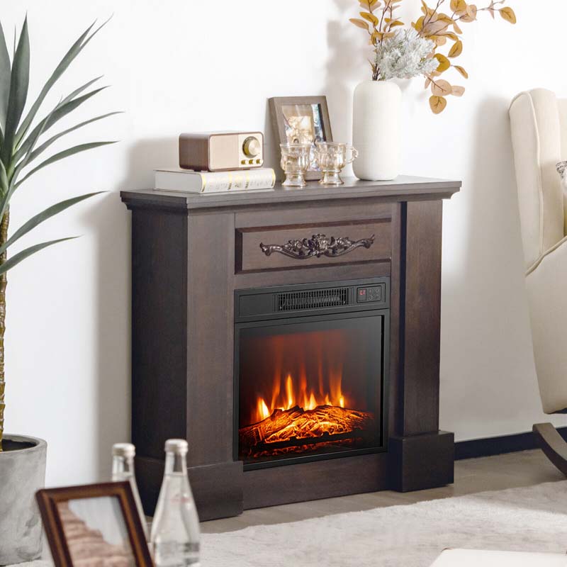 18" Recessed Electric Fireplace Insert, 1400W Freestanding & Wall-Mounted Fireplace Heater with Adjustable 3D Flame & Remote Control
