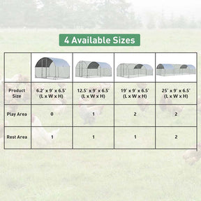 19 FT Large Metal Chicken Coop, Walk-in Dome Poultry Cage Hen Run House Rabbits Habitat Cage with Waterproof PE Cover for Backyard Farm