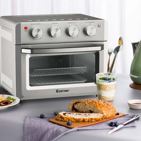 19 QT Toaster Oven Countertop, 7-in-1 1550W Convection Air Fryer with Timer, Temperature Control, 5 Accessories