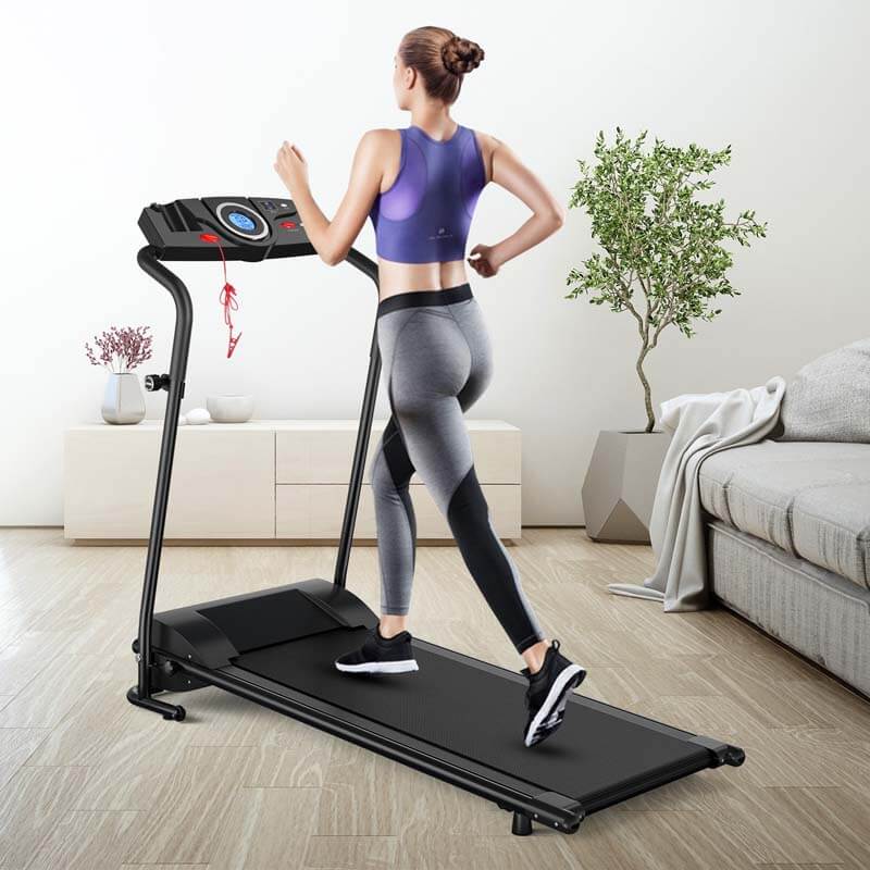 1 HP Folding Electric Treadmill, Portable Motorized Walking Running Machine with LCD Monitor & Cup Holder for Home Office