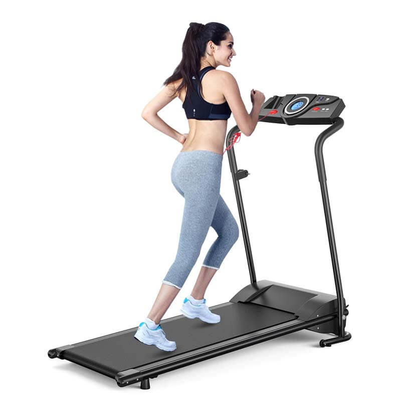 1 HP Folding Electric Treadmill, Portable Motorized Walking Running Machine with LCD Monitor & Cup Holder for Home Office