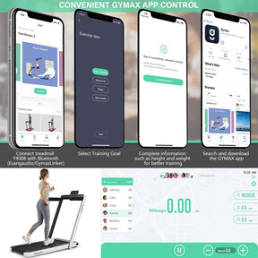 2-in-1 Folding Treadmill with Dual Display, 2.25HP Under Desk Treadmill Walking Pad, Bluetooth/Remote, Compact Jogging Machine for Home Office