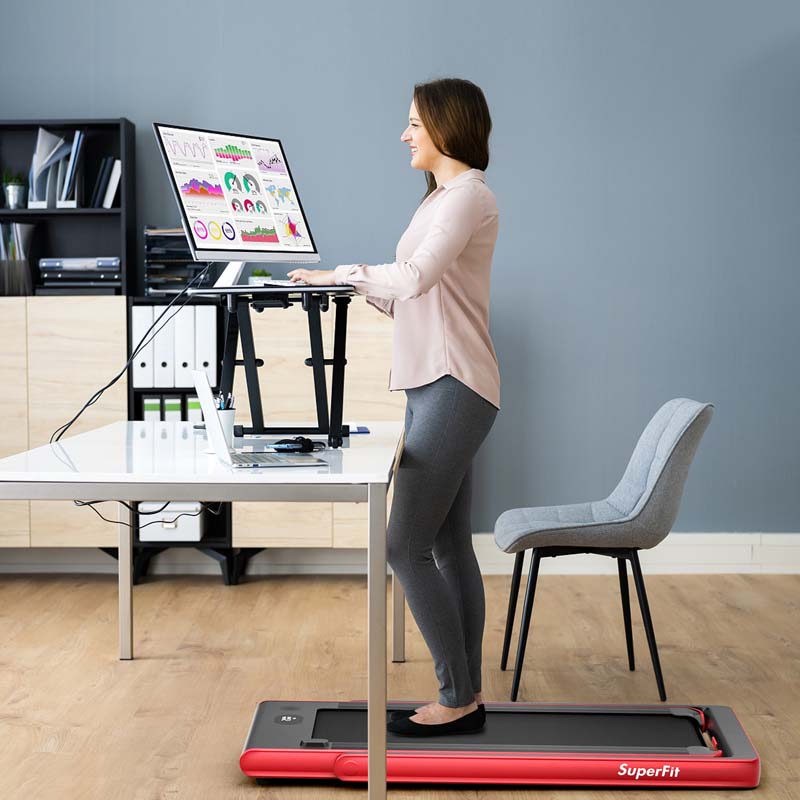 2-in-1 Folding Treadmill with Dual Display, 2.25HP Under Desk Treadmill Walking Pad, Bluetooth/Remote, Compact Jogging Machine for Home Office