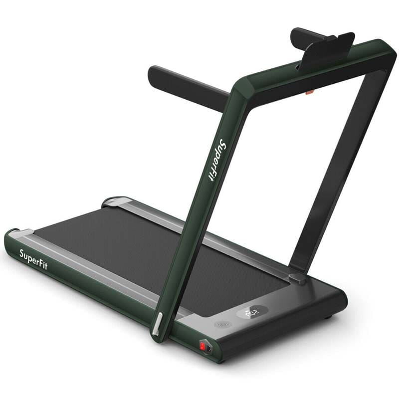 2-in-1 Folding Treadmill with Dual Display, 2.25HP Under Desk Treadmill Walking Pad, Bluetooth/Remote, Compact Jogging Machine for Home Office