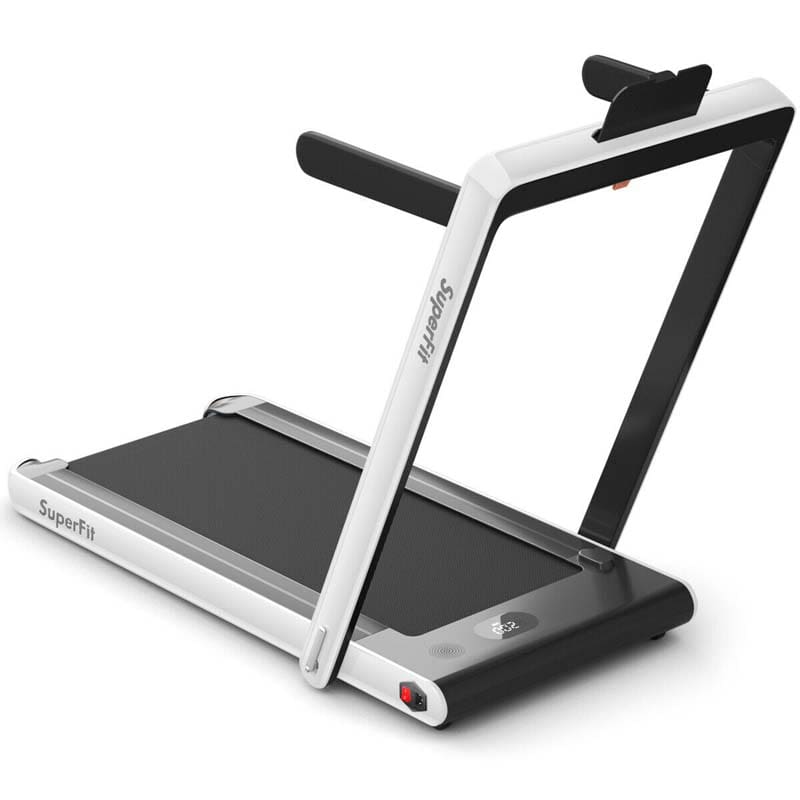 2-in-1 Folding Treadmill with Dual Display, 2.25HP Under Desk Treadmill Walking Pad, Bluetooth/Remote, Compact Jogging Machine for Home Office