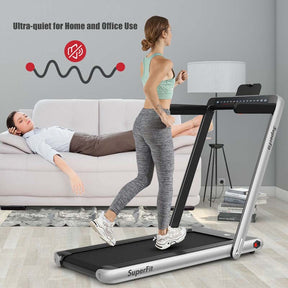 2-in-1 Folding Treadmill with Dual Display, 2.25HP Under Desk Treadmill Walking Pad, Bluetooth/Remote, Compact Jogging Machine for Home Office