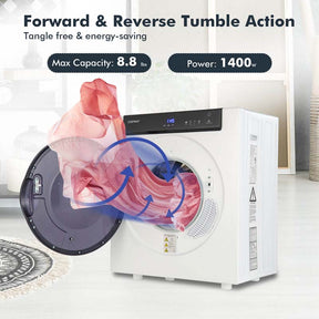 8.8 lbs Portable Clothes Dryer with Touch Panel, 1400W Front Load Tumble Laundry Dryer for Apartment Dorm