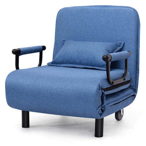 3-in-1 Convertible Sofa Bed, Folding Sleeper Chair with 5-Position Adjustable Backrest, Pillow, Hidden Legs & Wheels for Living Room Office