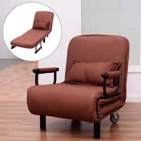 3-in-1 Convertible Sofa Bed, Folding Sleeper Chair with 5-Position Adjustable Backrest, Pillow, Hidden Legs & Wheels for Living Room Office