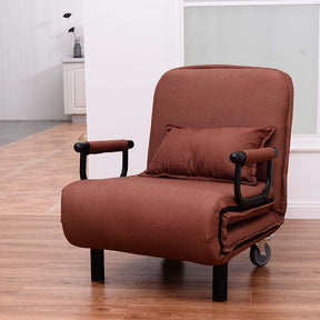 3-in-1 Convertible Sofa Bed, Folding Sleeper Chair with 5-Position Adjustable Backrest, Pillow, Hidden Legs & Wheels for Living Room Office