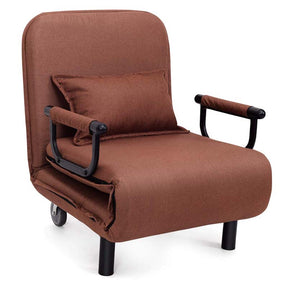 3-in-1 Convertible Sofa Bed, Folding Sleeper Chair with 5-Position Adjustable Backrest, Pillow, Hidden Legs & Wheels for Living Room Office