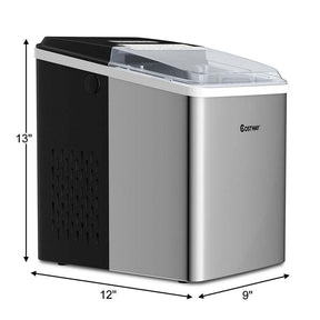 26LBS/24H Portable Ice Maker Countertop, Auto-Clean Stainless Steel Ice Machine