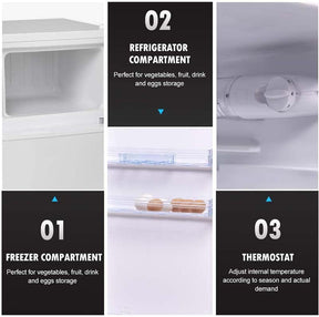 3.4 Cu.Ft Compact Refrigerator, 2-Door Mini Fridge with Freezer & Removable Glass Shelves for Dorm, Bedroom, Office