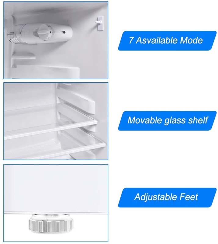 3.4 Cu.Ft Compact Refrigerator, 2-Door Mini Fridge with Freezer & Removable Glass Shelves for Dorm, Bedroom, Office