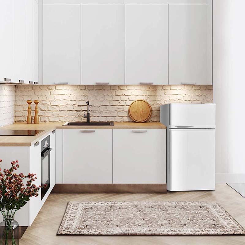 3.4 Cu.Ft Compact Refrigerator, 2-Door Mini Fridge with Freezer & Removable Glass Shelves for Dorm, Bedroom, Office