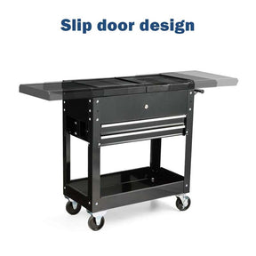 4-Tier Rolling Tool Cart with Lockable Drawers & Sliding Top, Heavy-Duty Steel Tool Storage Organizer on Wheels for Garage, Workshop & Warehouse
