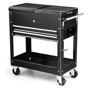 4-Tier Rolling Tool Cart with Lockable Drawers & Sliding Top, Heavy-Duty Steel Tool Storage Organizer on Wheels for Garage, Workshop & Warehouse