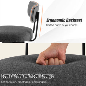 Swivel Bar Stools Set of 2, 25" Upholstered Counter Height Bar Chairs with Back, Footrest & Metal Legs for Kitchen Island, Dining Room, Bar