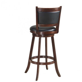 Set of 2 Wooden Swivel Bar Stools, 29" Bar Height Chairs with PVC Leather Cushioned Back & Seat, Upholstered Barstools for Kitchen Island