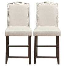 24" Fabric Upholstered Bar Stools Set of 2, Nail Head High Back Counter Height Dining Chairs for Kitchen Island Pub