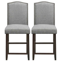 24" Fabric Upholstered Bar Stools Set of 2, Nail Head High Back Counter Height Dining Chairs for Kitchen Island Pub