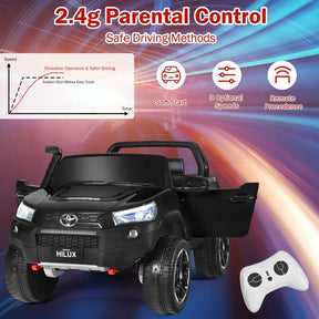 Licensed Toyota Hilux 2-Seater Kids Ride on Car 4WD 2x12V Battery Powered Riding Toy Truck with Remote