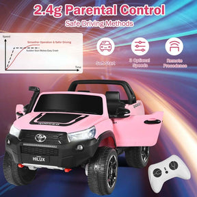 Licensed Toyota Hilux 2-Seater Kids Ride on Car 4WD 2x12V Battery Powered Riding Toy Truck with Remote