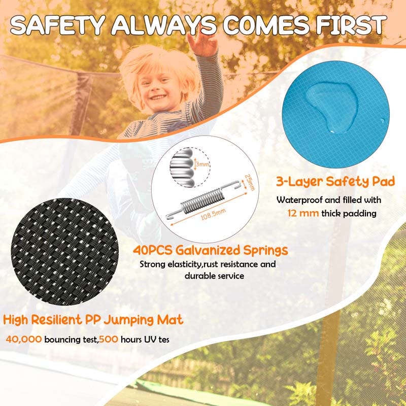 6FT 3-in-1 Rectangle Trampoline with Swing, Horizontal Bar & Safety Enclosure Net, ASTM Approved Toddler Trampoline for Indoor Outdoor
