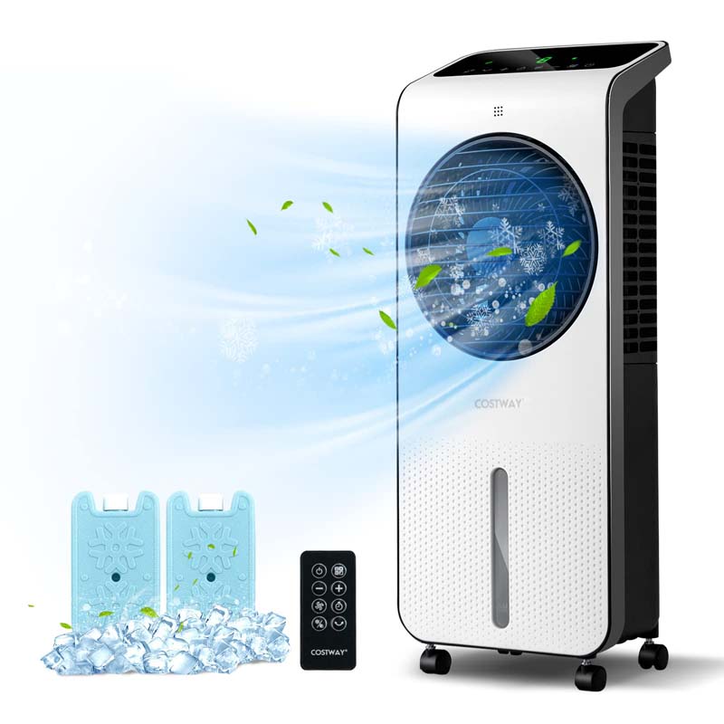 3-in-1 Portable Evaporative Air Cooler Fan & Humidifier with 360° Rotating Fan Blade, 24 Speeds, 12H Timer, Remote & 2 Ice Boxes for 200 sq.ft