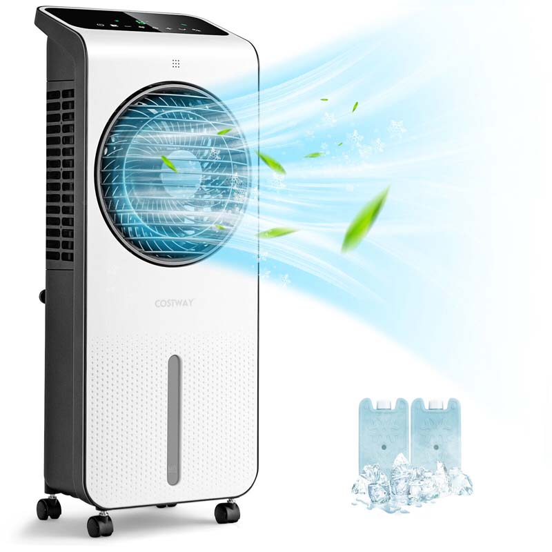 3-in-1 Portable Evaporative Air Cooler Fan & Humidifier with 360° Rotating Fan Blade, 24 Speeds, 12H Timer, Remote & 2 Ice Boxes for 200 sq.ft