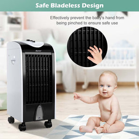 3-in-1 Portable Evaporative Cooler Fan Humidifier with Filter Knob, 3 Wind Speeds, 4L Water Tank