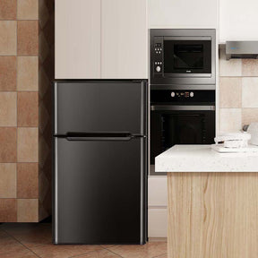 2-Door Mini Fridge with Freezer, 3.2 Cu.Ft Compact Refrigerator with Removable Glass Shelves & Mechanical Control for Dorm, Apartment