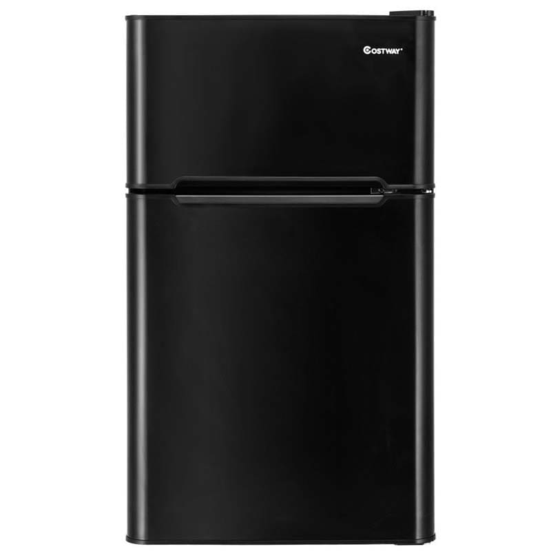 2-Door Mini Fridge with Freezer, 3.2 Cu.Ft Compact Refrigerator with Removable Glass Shelves & Mechanical Control for Dorm, Apartment