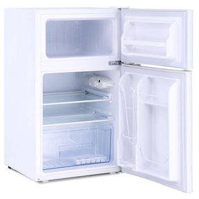 2-Door Mini Fridge with Freezer, 3.2 Cu.Ft Compact Refrigerator with Removable Glass Shelves & Mechanical Control for Dorm, Apartment