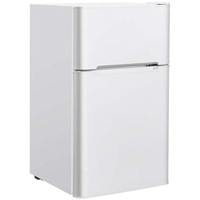 2-Door Mini Fridge with Freezer, 3.2 Cu.Ft Compact Refrigerator with Removable Glass Shelves & Mechanical Control for Dorm, Apartment