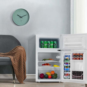 2-Door Mini Fridge with Freezer, 3.2 Cu.Ft Compact Refrigerator with Removable Glass Shelves & Mechanical Control for Dorm, Apartment