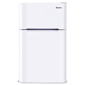 2-Door Mini Fridge with Freezer, 3.2 Cu.Ft Compact Refrigerator with Removable Glass Shelves & Mechanical Control for Dorm, Apartment