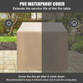 30" Square Propane Fire Pit Table, 50000 BTU Outdoor Gas Fire Table with Lava Rocks & Cover