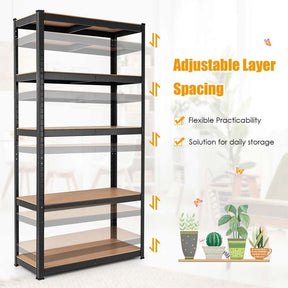 Black 36" x 16'' x 72" 5-Tier Storage Shelving Unit, 2000 lbs Capacity Heavy Duty Metal Utility Shelves, Adjustable Storage Racks