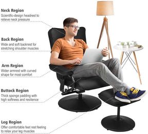 Faux Leather Swivel Electric Massage Recliner with Ottoman & Remote Control